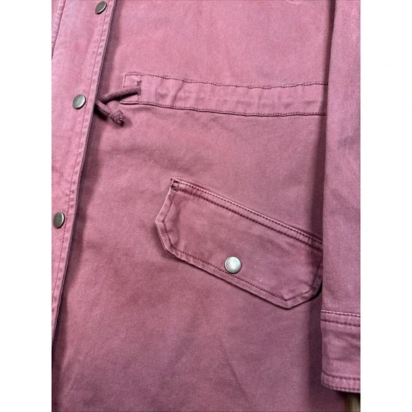 NWT Lucky Brand Jacket Women's XS Maroon Red Hooded Utility Military Stretch - Picture 9 of 16